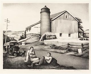 * Benton Spruance, (American, 1904-1967), Landscape with Figures, 1940