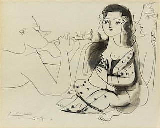 After Pablo Picasso, (Spanish, 1881-1973), Le concert (from Femmes et Faunes)