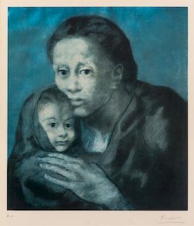 After Pablo Picasso, (Spanish, 1881-1973), Mere et enfant au fichu (Mother and Child with Shawl) (from Barcelona Suite), 1966