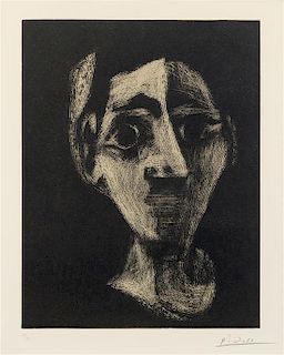 Pablo Picasso, (Spanish, 1881-1973), Visage (Jacqueline au bandeau), 1962