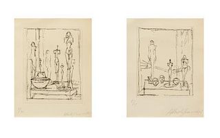 * Alberto Giocometti, (Swiss, 1901-1966, Characters in a Studio II (from Regard sur la peinture by Pierre Lob), 1950, and Unt