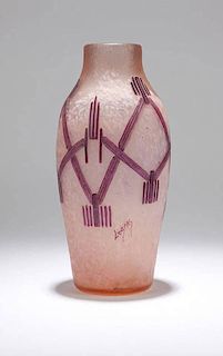 A Legras Art Deco acid-etched art glass vase