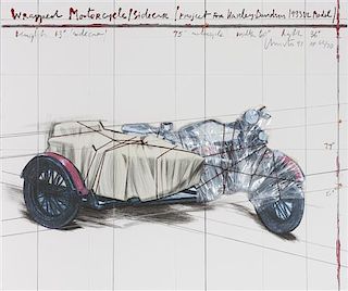 * Christo and Jean-Claude, (American, b. 1935), Wrapped Motorcycle/Side (Project for Harley-Davidson 1933 V2 Model), 1997