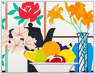 Tom Wesselmann, (American, 1931-2004), Still Life with Petunias, Lilies and Fruit, 1988