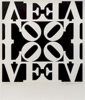 Robert Indiana, (American, born 1928), Black and White Love (title page from Decader), 1971