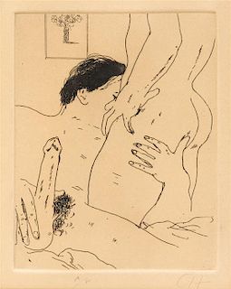 David Hockney, (British, b. 1937), An Erotic Etching, from The Erotic Arts (Scottish Arts Council 172), 1975