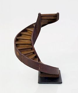 STAINED WOOD MODEL OF A STAIRCASE