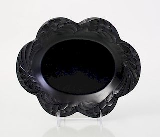 LALIQUE BLACK GLASS DISH
