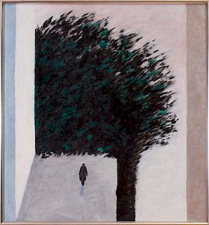 20TH CENTURY SCHOOL: MAN WALKING UNDER TREE