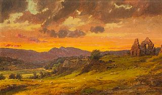 Jasper Francis Cropsey, (American, 1823-1900), Ruins at Sunset, 1872
