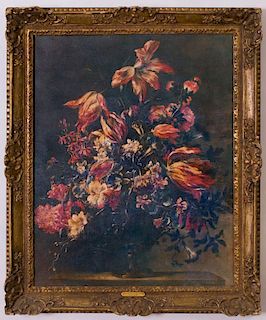AFTER JEAN BAPTISTE MONOYER (1634-1691): FLOWERS IN URN: A PAIR
