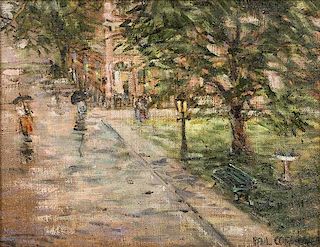 Paul Cornoyer, (American, 1864-1923), Rainy Street Scene