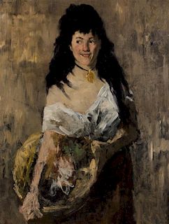 * William Merritt Chase, (American, 1849-1916), Woman with a Basket, 1875