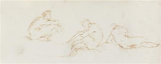 George Richmond, (British, 1809-1896), Three Studies of Seated Nudes