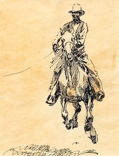 Edward Borein, (American, 1872-1945), Man on Horse