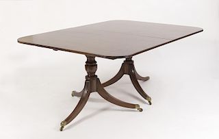 GEORGE III STYLE MAHOGANY TWO-PEDESTAL DINING TABLE