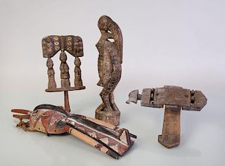 GROUP OF PAINTED AND CARVED ETHNOGRAPHIC ARTICLES