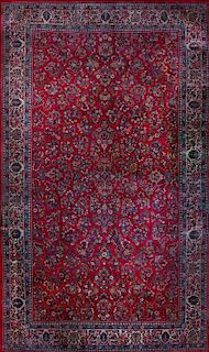 PERSIAN SAROUK DESIGN WINE RED-GROUND CARPET
