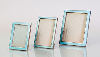 THREE AMERICAN GUILLOCHÉ ENAMEL AND STERLING SILVER FRAMES