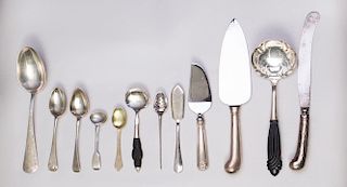 FORTY SILVER AND SILVER PLATE UTENSILS