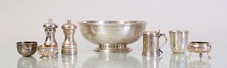 CRIGHTON & CO. STERLING SILVER COMMEMORATIVE BOWL, A RUSSIAN SILVER CUP AND OTHER WARES