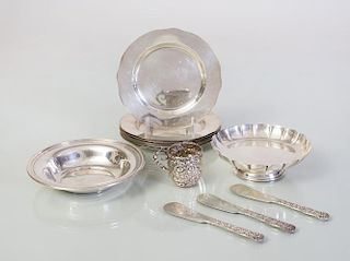 GROUP OF AMERICAN STERLING SILVER TABLE WARES