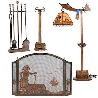 A pirate themed hand-wrought copper living room set