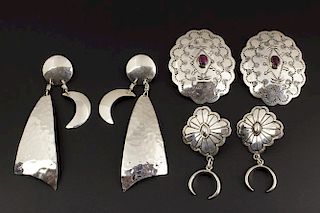 3 x Large Sterling Navajo Earrings