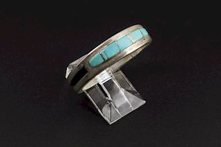 Large Navajo Silver & Turquoise Ring