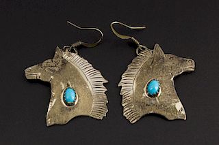 Turquoise Horse Earrings