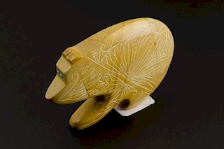 Carved & Etched Zuni bear Fetish