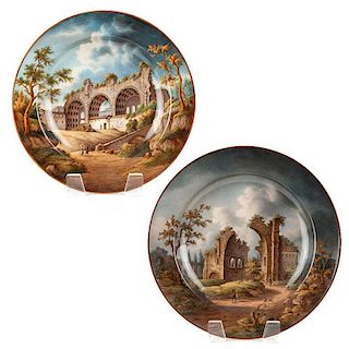 Two Berlin / KPM porcelain pictorial chargers