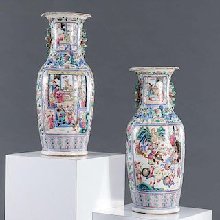 Pair Chinese Export famille rose floor vases