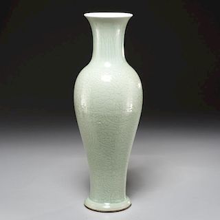 Chinese carved celadon porcelain vase