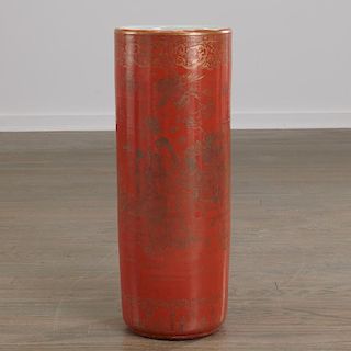 Chinese iron red porcelain umbrella stand