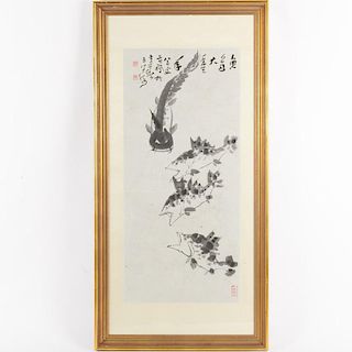 Chinese watercolor painting of fish