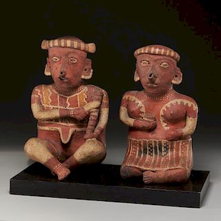 Pre-Columbian Nayarit matched sitting figures