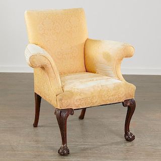 Chippendale mahogany clawfoot armchair