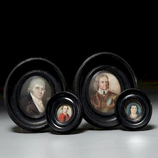 Collection (4) fine portrait miniatures