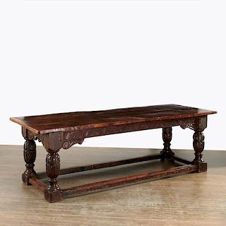 William & Mary carved oak refectory table