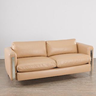 Milo Baughman (attrib.) leather sofa