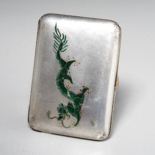 French silver and plique-a-jour cigarette case
