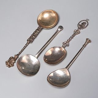 (4) early English silver spoons