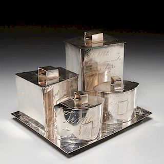 Postmodern designer silver plated dessert set