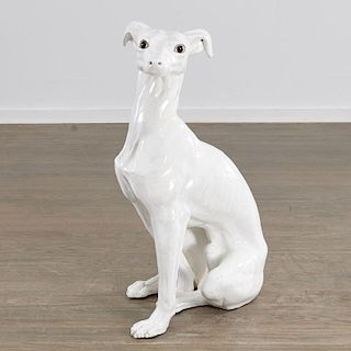 Life-size Italian glazed pottery Greyhound
