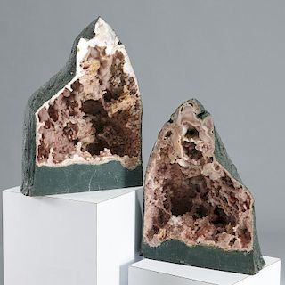 Pair 2-foot geode cathedrals