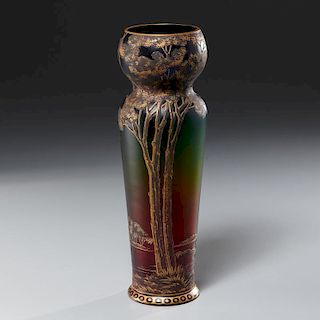 Art Nouveau acid etched glass vase
