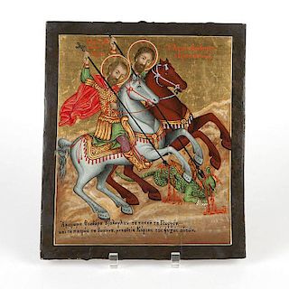 A Greek icon, St. George and St. Theodore