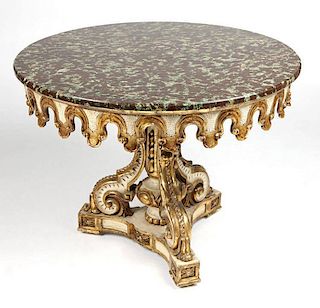 A Continental gilt & white-painted center table