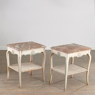 Pair Louis XV style painted side tables